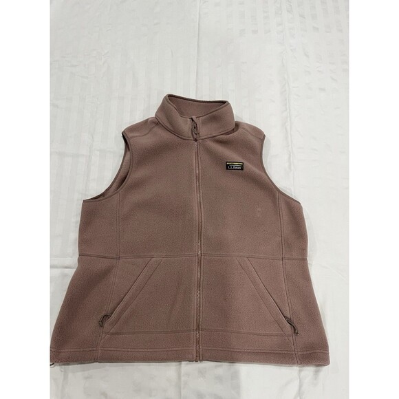 LL Bean Fleece Vest Womens Size 1X Plus Mauve  Full Zip Waist Drawstring 505338 - Picture 1 of 10